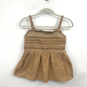 Old Navy Women Medium Tank Top Baby Doll Brown Stretch Ruffle Shirt